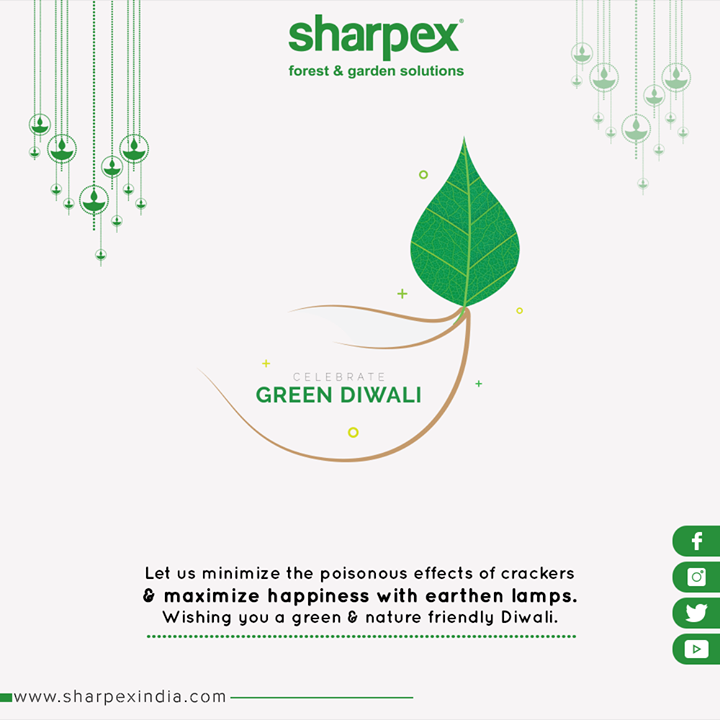 Let us minimize the poisonous effects of crackers & maximize happiness with earthen lamps. Wishing you a green & nature friendly Diwali.

#HappyDiwali #IndianFestivals #Celebration #Diwali #Diwali2019 #FestivalOfLight #FestivalOfJoy #SharpexIndia #GardeningTools #ModernGardeningTools #GardeningProducts #GardenProduct #Sharpex