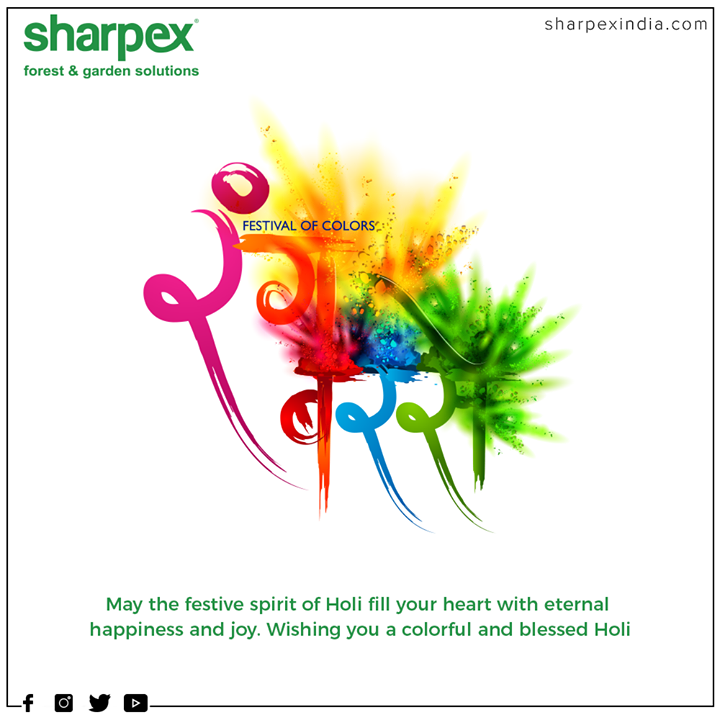 May the festive spirit of Holi fill your heart with eternal happiness and joy. Wishing you a colorful and blessed Holi.

#HappyHoli2020 #Holi2020 #HappyHoli #होली #Holi #IndianFestival #RangBarse #Colours #FestivalOfColours #GardeningTools #ModernGardeningTools #GardeningProducts #GardenProduct #Sharpex #SharpexIndia