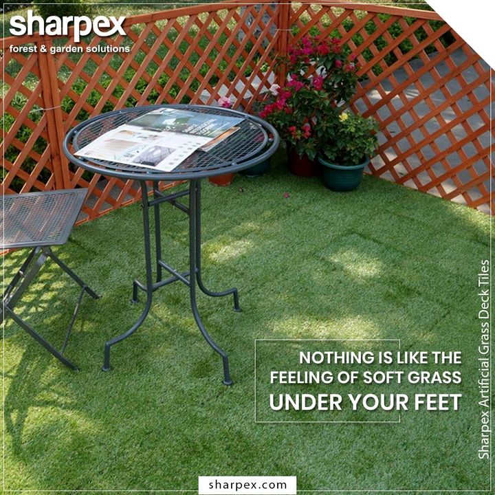 Sharpex Artificial Grass Deck Tiles is easy to click together and secure in place on your balcony or terrace ‒ so just take off your shoes and enjoy.

#GardeningTools #ModernGardeningTools #GardeningProducts #GardenProduct #Sharpex #SharpexIndia