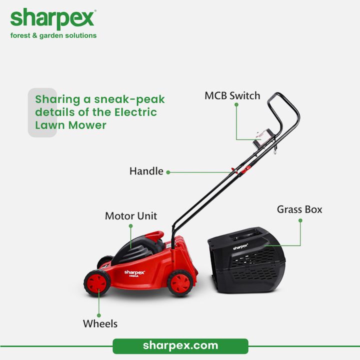 Sharing a sneak-peak details of the #SharpexElectricLawnMower that has an array of functional features to offer optimal use.

Be that contemporary gardener who believes in mowing his garden in his own way!

#GardeningAccessories #GardeningTools #ModernGardeningTools #GardeningProducts #GardenProducts #Sharpex #SharpexIndia