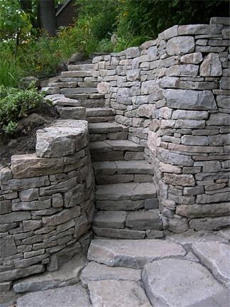 dry stacked stone wall and steps!!