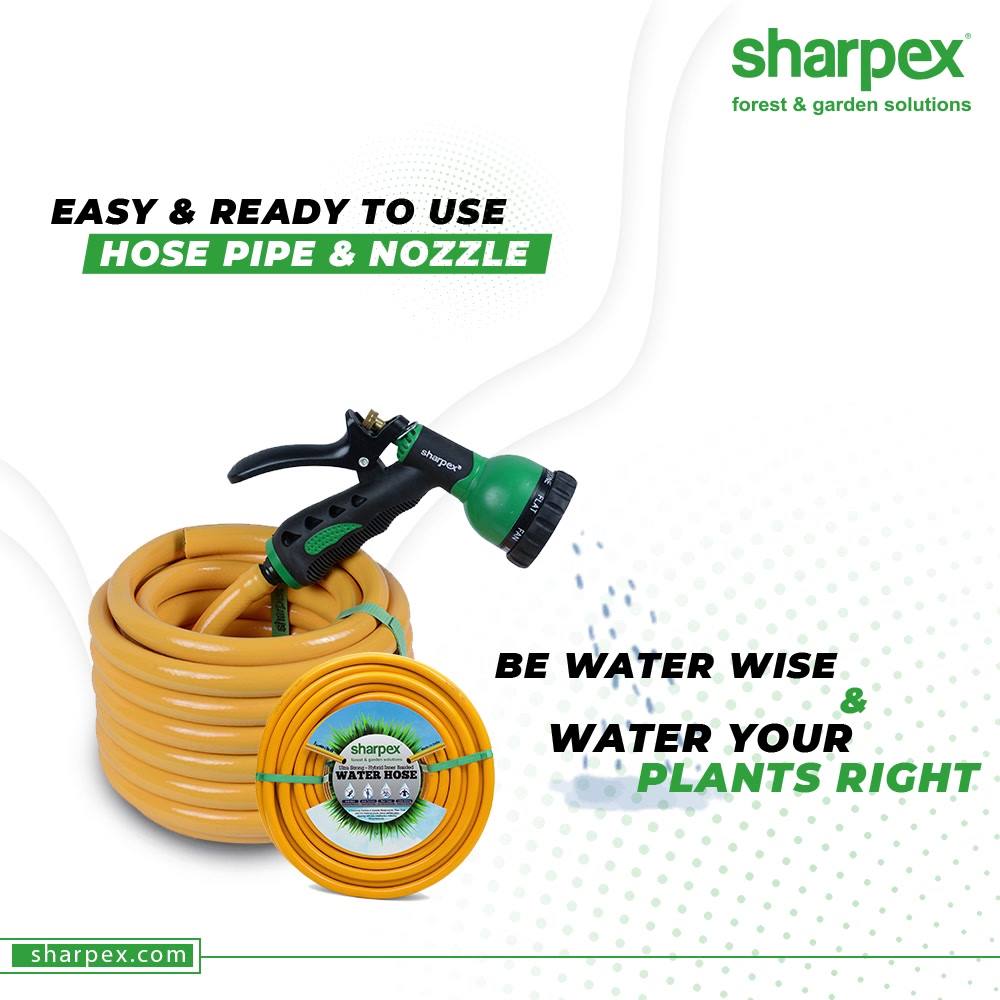 The spray nozzle of the hose pipes allow you to water plants with convenience and adjustable patterns. 
Be water wise, water your plants right and also help to save water.

#SaveWater #GardenersPledge #BeAGardener #GardenLovers #GardeningAccessories #GardeningTools #SharpexIndia